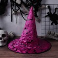 6 Pieces Halloween Witch Hat Halloween Witch Costume Accessory Colorful Bat Pattern Witch Hat for Halloween Cosplay Christmas Party Red Orange Adult One Size