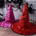 6 Pieces Halloween Witch Hat Halloween Witch Costume Accessory Colorful Bat Pattern Witch Hat for Halloween Cosplay Christmas Party Red Orange Adult One Size