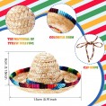6 Pieces Sombrero Hat Mini Mexican Fiesta Hats Natural Straw Sombrero Headband Hat Cinco de Mayo Hats Fiesta Straw Hats for Carnival Birthday Theme Decoration and Party Supplies 6 Pieces