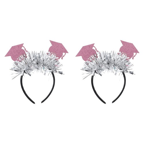 ABOOFAN 2Pcs Graduation Hat Headbands Mini Bachelor Cap Headbands with Tassels 2022 Graduation Party Supplies Decorations