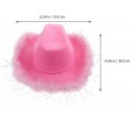 ABOOFAN Plush Carnival Party Cowboy Hat Bachelorette Cowgirl Hats Plush Cowgirl Hats Celebration Decorative Hat for Cosplay Costumes Christmas Party Pink