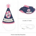 Ahoy Nautical Girl Cone Happy Birthday Party Hats for Kids and Adults Set of 8 Standard Size
