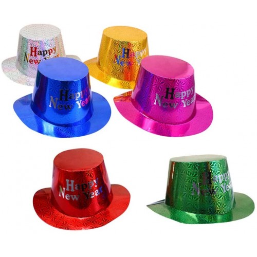 Amosfun 6pcs 2020 Happy New Year Party Top Hats New Years Eve Party Favors Party Photobooth Props Mixed Color