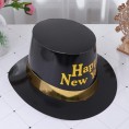 Amosfun 8pcs New Year Top Hats 2022 New Year Eve Paper Tophat Holiday Party Funny Birthday Hats Photo Props Yellow Letter