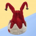 Amosfun Christmas Hat Jester Clown Hat Singing Dancing Plush Santa Hat Cap for Xmas Holiday Party Costume Favors Prop Decoration