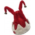 Amosfun Christmas Jester Clown Hat Cute Plush Electric Musical Santa Hat for Xmas Holiday Mardi Gras Party Costume Favors Decoration Gift
