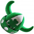 Amosfun St.Patricks Day Beanie Hat with Viking Horns Green Shamrock Pattern Irish Party Funny Hat Fancy Dress Hat