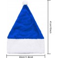 Aneco 6 Pack Christmas Blue Santa Hats Short Plush and White Cuff Party Supplies