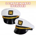 ArtCreativity Captain’s Hat for Men Women and Kids Pack of 2 Classic White Hats for Captain Naval Officer or Pilot Costume High-Quality Cotton with Gold Embroidery Naval Theme Party Favors