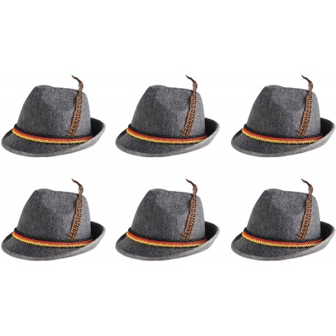 Beistle 6 Piece Felt Fabric German Alpine Hats With Feathers Oktoberfest Theme Party Favors Photo Booth Props
