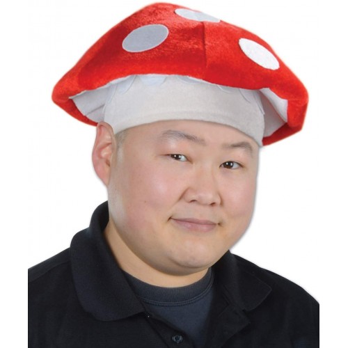 Beistle Plush Mushroom Hat Red White