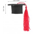 BESTOYARD 4pcs Bkack Graduation Cap with Red Tassel Mini Grad Hat 2021 Graduation Party Fancy Dress Accessory Photo Props
