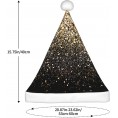 Black & Gold Sparkle Plush Santa Hat Unisex Christmas Hat With Comfort Lining&Plush Brim Christmas Decoration New Year Party Supplies