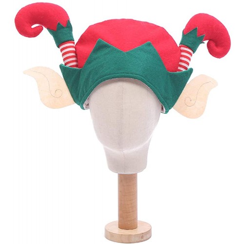 Blesky Christmas Funny Elf Hat with Elf Ear,Christmas Party Hat for Kids Adults Green Large