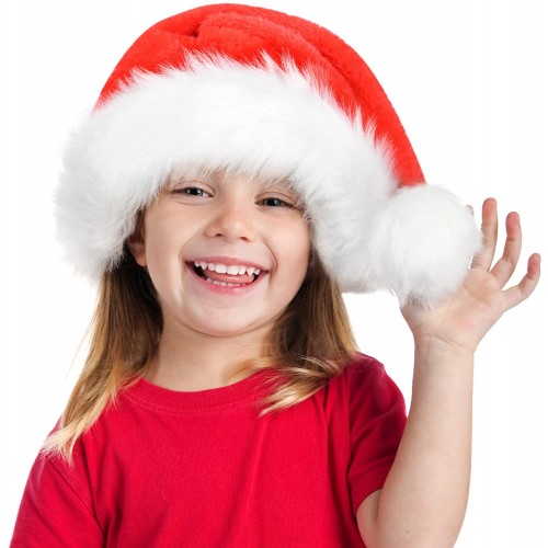 Christmas Hat for Kids Santa Hat Xmas Holiday Hat for Children Extra Thicken Classic Fur for Christmas New Year Festive Holiday Party Supplies