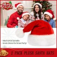 Christmas Hat Santa 2 Pack Xmas Hats Holiday Party Unisex Velvet Comfort Plush for Extra Thicken Classic Fur New Year Festive Supplies Red and White Large