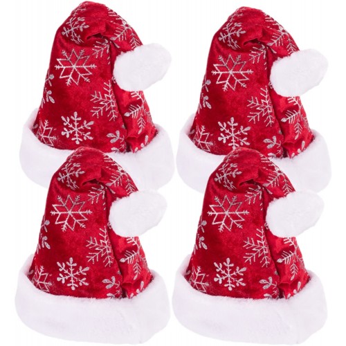 Christmas Santa Hat Snowflakes Santa Hat Luxury Plush Hat for Christmas Costume Christmas Party Supplies