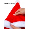 Elcoho 6 Pack Christmas Santa Red Hat Short Plush with White Cuffs Plush Fabric Santa Hat for Christmas Costume Party and Holiday Event