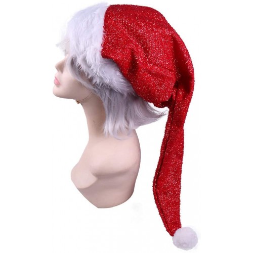 Ferytyj Sparkling Christmas Hat Santa Hats for Adults and Kids Xmas Party Decorations Christmas Hat Long Red