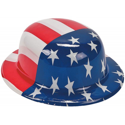 Fun Express American Flag Plastic Derby Hat 1 pc for Fourth of July Apparel Accessories Hats Party Hats Fourth of July 1 Piece