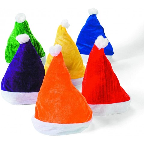 Fun Express Assorted Color Santa Hats 1 Dozen Holiday & Christmas Party Apparel Accessories