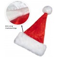 Ghormi 13″ Christmas Hat for Adults Unisex White soft Plush Brim Red Velvet Fabric Satin Lining Extra Thicken Classic Xmas Hat for Christmas Party Supplies