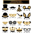 Gold Photo Booth Props Fully Assembled No DIY Required Mix of Hats Lips Mustaches Crowns and More 16 pcs Durable and Vibrant Perfect for Birthday Parties Weddings and More