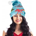 INTERESTPRINT Sea Creatures Soft Christmas Santa Hat for Adults