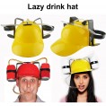 IOAOAI Guzzler Drinking Helmet Can Holder Drinker Hat with Straw for Beer and Soda Party Fun Labor-Saving Plastic Novelty Lazy Drinks Helmet Supplies for Party Green