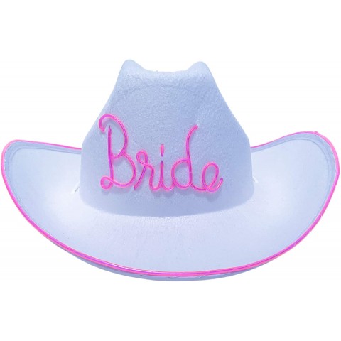 Light Up Bride Cowboy Hat in White