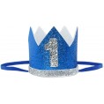 Maticr Glitter First Birthday Crown Baby Boy 1st Bday Party Hat Cake Smash Photo Prop