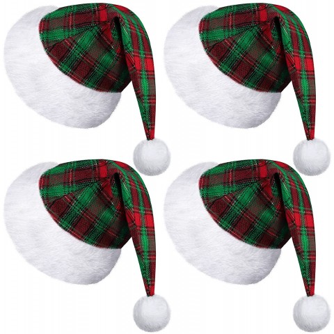MCEAST 4 Pack Christmas Santa Hats Unisex Christmas Hats for Party Favor Holiday Supply