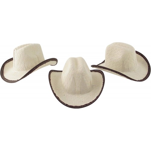 Mini Cowboy Rodeo Hats 2 inches Tall Size 12 Pack Beige 12