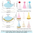 NBEADS 20 Sets 10 Styles Birthday Party Hats Colorful Party Cone Hats Pom Poms Paper Hats with Polyester and Iron Rope for Party Supplies Group Activities Games Decorations