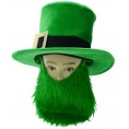 NOLITOY St. Patricks Day Shamrock Green Top Hat With Beard Dwarf Top Hat Irish Party Party Favors Hair Accessory For Irish Paddy Day Party Favors
