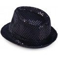 NUOBESTY 2pcs Sequined Fedora Hat Shiny Party Fedora Hat Hip Hop Jazz Dance Stage Performance Costumes for Adults Kids Black