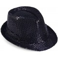 NUOBESTY 2pcs Sequined Fedora Hat Shiny Party Fedora Hat Hip Hop Jazz Dance Stage Performance Costumes for Adults Kids Black
