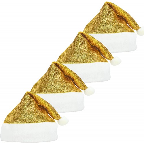 October Elf Adult Christmas Hat Sequins Santa Hats for Xmas Party Decorations Pack of 4