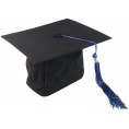 OULII Graduation Cap Hat Adjustable Adults Student Mortar Board Graduation Hat Cap Fancy Dress Accessory Photo Props Black+Blue