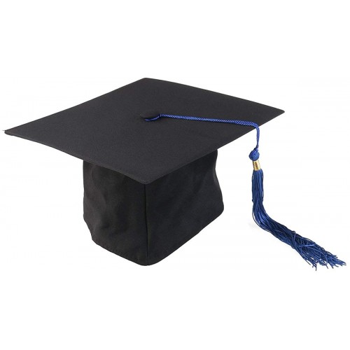 OULII Graduation Cap Hat Adjustable Adults Student Mortar Board Graduation Hat Cap Fancy Dress Accessory Photo Props Black+Blue