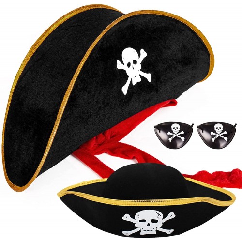 Parent-child Pirate Hat Skull Print Pirate Captain Costume Cap Pirate Party Hat for Caribbean Fancy Dress with Eye Patch