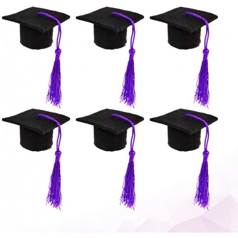 PATKAW Mini Graduation Cap Bottle Toppers 6 Pcs 5. 5x5x3. 2cm Mini Graduation Caps Graduation Cap Bottle Toppers Achelor Graduation Hat- Shaped Party Decorations| Purple Tassel