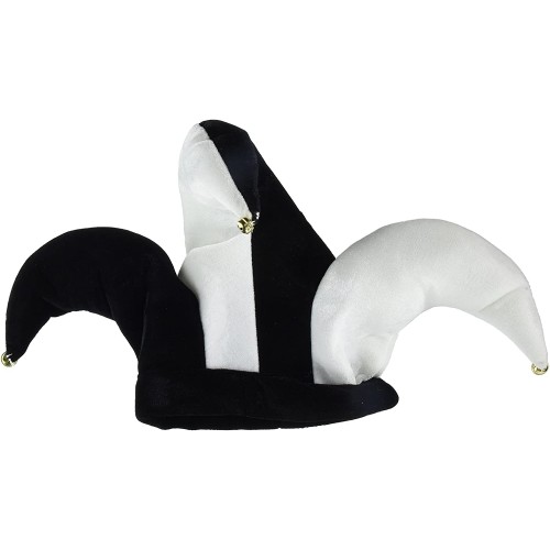 Plush Black & White Jester Hats Party Accessory 1 count 1 Pkg