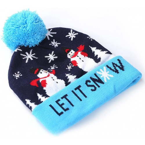 QYTS Christmas Led Light Up Hat Beanie Knitted Xmas Led Lights Hat Cap Unisex Winter Warm Novelty Party Hat for Christmas Holiday Festival Birthday Cap-E||20cm21cm