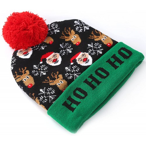 QYTS Christmas Led Light Up Hat Beanie Knitted Xmas Led Lights Hat Cap Unisex Winter Warm Novelty Party Hat for Christmas Holiday Festival Birthday Cap-F||20cm21cm