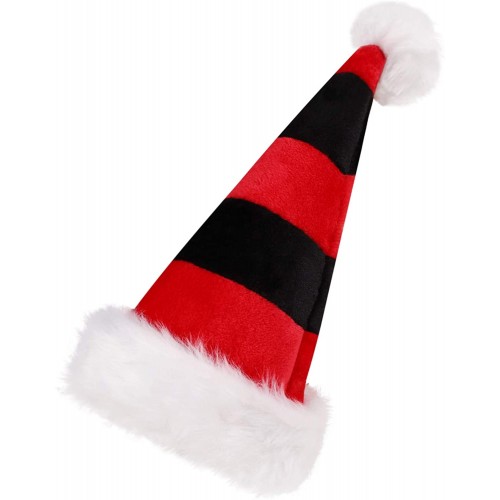 Santa Hat Comfort Thick Double-Layered Velvet Plush Christmas Cap for Adults and Kids Red Santa Claus Hat with Faux Fur Trim Christmas Costume Holiday Party Hat Supplies