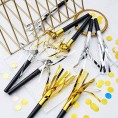 Skylety 48 Pieces Glitter Metallic Fringed Noise Makers Party Blower Noisemakers Party Squawkers in Gold and Silver Musical Blowouts for New Year Party Birthday Party Supplies