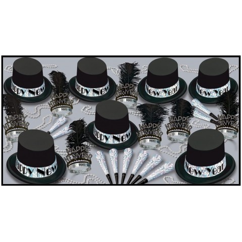 The Silver Top Hat Asst for 50 Party Accessory 1 count
