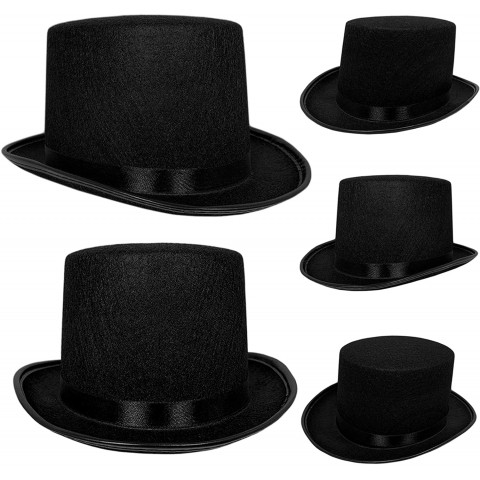 Top Hat Black Felt | One Size Magician Hat Costume | DIY Steampunk | Ultra Ringmaster Circus Hats | Dress Up Party Accessory | By Anapoliz
