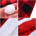 URATOT 12 Pack Christmas Santa Hat Plaid Santa Hat Luxury Plush Hat for Christmas Costume Party and Holiday Event